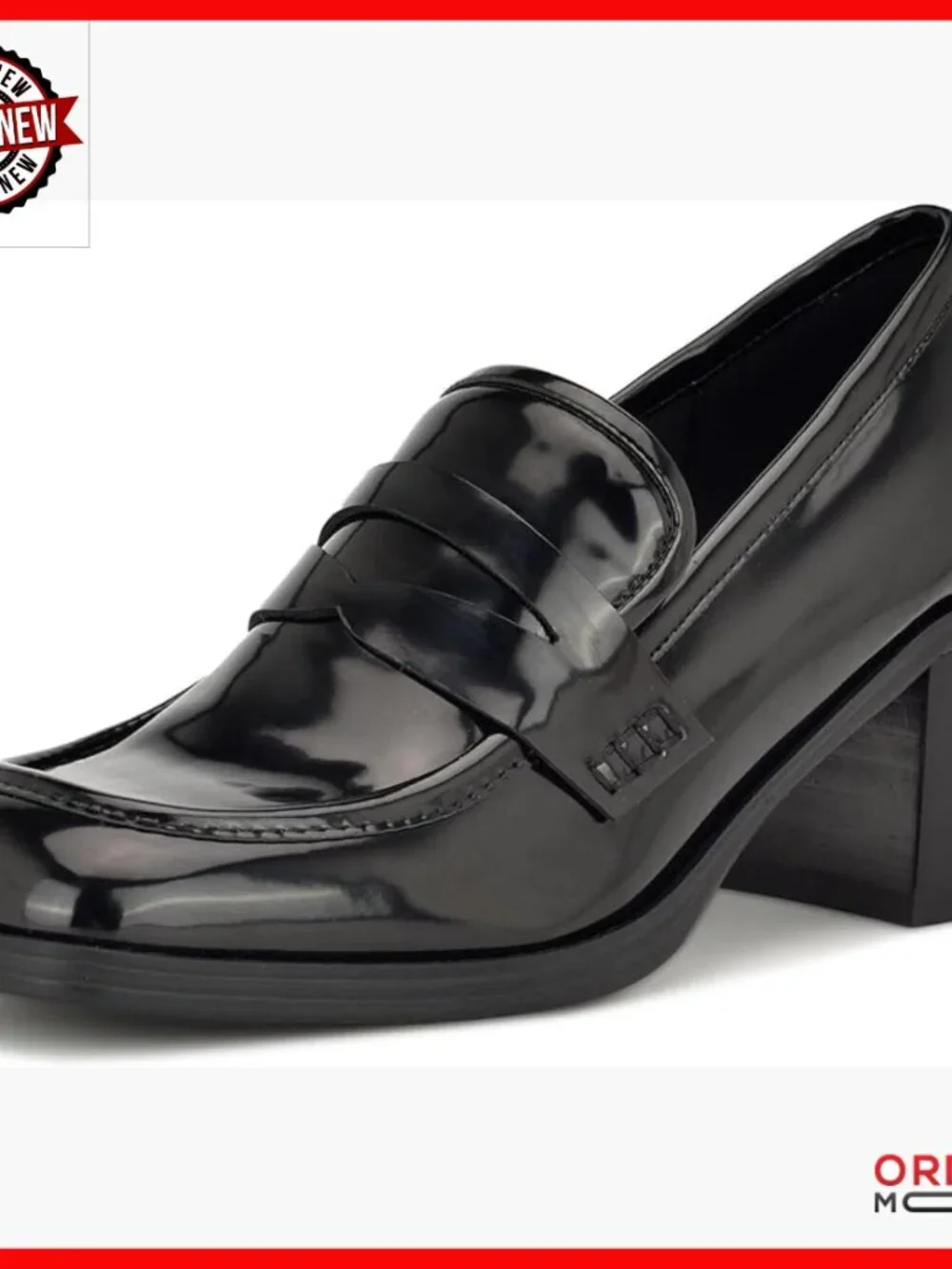 Heeled Loafer Pumps with Block Heel and Square Toe